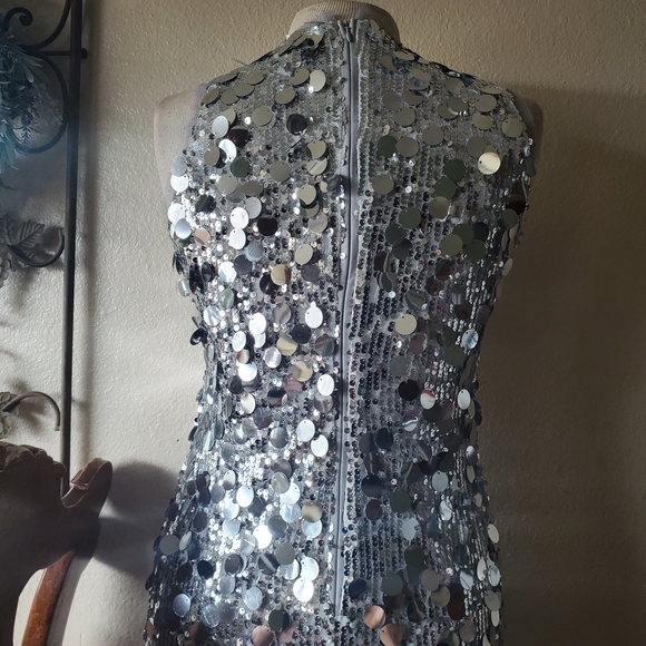 Petal & Pup Silver Sequin Midi Dress - Picture 10 of 14